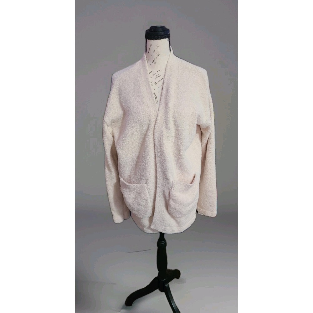 Volcom Lived in Lounge Sherpa Cardigan Sweater Cream M/L Cozy Open Front Pockets